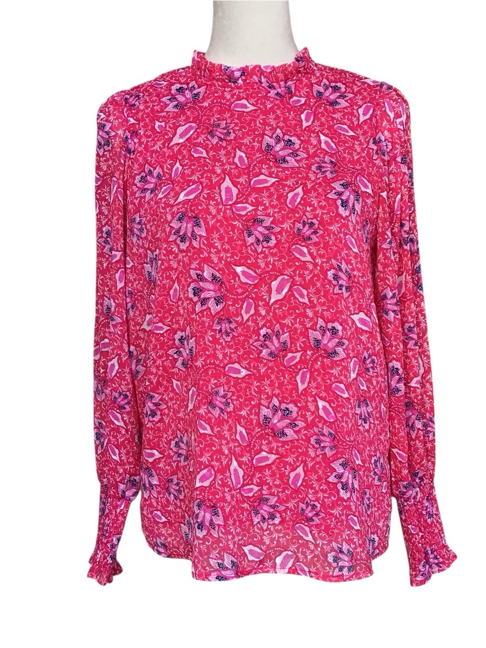 Joie Floral High Neck Long Sleeve Blouse NEW